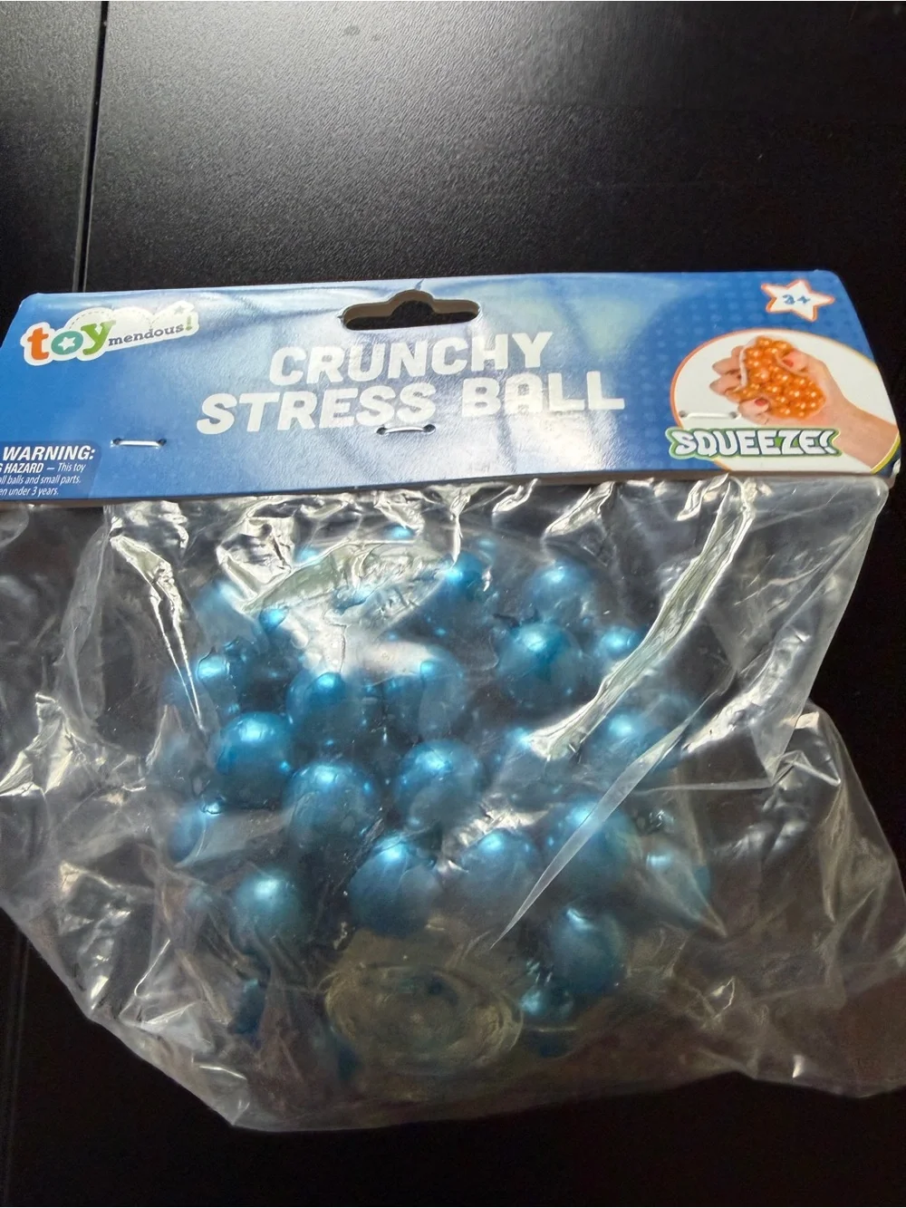 New Viral Crunchy Stress Squishy Ball Toymendous Squeeze Blue Toy 3+ Squish